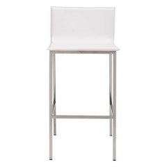 18.5" x 21.1" x 39" White, Leatherette, Stainless Steel, Barstool