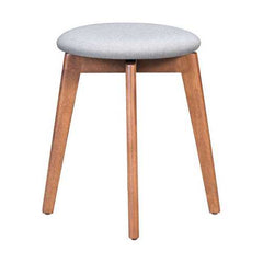 18.1" x 18.1" x 19.3" Walnut and Light Gray Poly Linen MDF Rubber Wood Stool  Set of 2