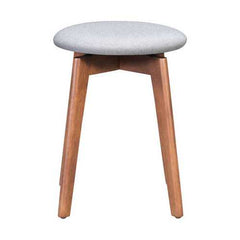 18.1" x 18.1" x 19.3" Walnut and Light Gray Poly Linen MDF Rubber Wood Stool  Set of 2