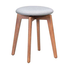 18.1" x 18.1" x 19.3" Walnut and Light Gray Poly Linen MDF Rubber Wood Stool  Set of 2