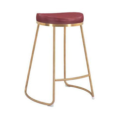 20.3" x 17.5" x 26.2" Burgundy, Leatherette, Stainless Steel, Counter Stool - Set of 2