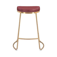 20.3" x 17.5" x 26.2" Burgundy, Leatherette, Stainless Steel, Counter Stool - Set of 2