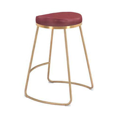 20.3" x 17.5" x 26.2" Burgundy, Leatherette, Stainless Steel, Counter Stool - Set of 2