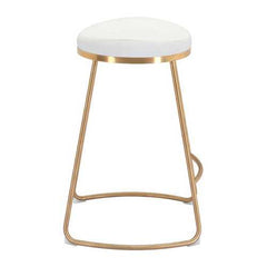 20.3" x 17.5" x 26.2" White, Leatherette, Stainless Steel, Counter Stool - Set of 2