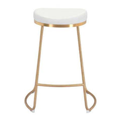 20.3" x 17.5" x 26.2" White, Leatherette, Stainless Steel, Counter Stool - Set of 2