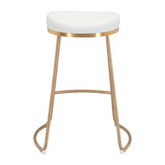 20.3" x 17.5" x 26.2" White, Leatherette, Stainless Steel, Counter Stool - Set of 2