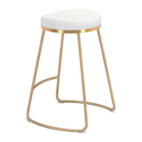 20.3" x 17.5" x 26.2" White, Leatherette, Stainless Steel, Counter Stool - Set of 2