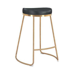 20.3" x 17.5" x 26.2" Black, Leatherette, Stainless Steel, Counter Stool - Set of 2