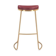 20.3" x 17.5" x 30.5" Burgundy, Leatherette, Stainless Steel, Barstool - Set of 2