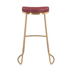 20.3" x 17.5" x 30.5" Burgundy, Leatherette, Stainless Steel, Barstool - Set of 2