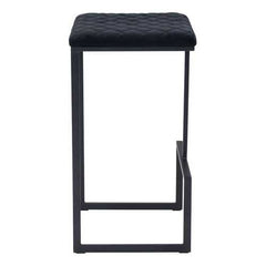 15" x 15.4" x 29.5" Black, Velvet, Steel & Plywood, Barstool