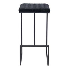 15" x 15.4" x 29.5" Black, Velvet, Steel & Plywood, Barstool