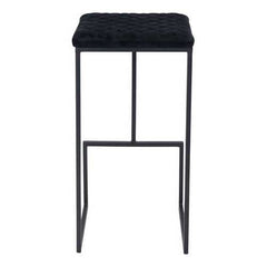 15" x 15.4" x 29.5" Black, Velvet, Steel & Plywood, Barstool