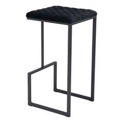 15" x 15.4" x 29.5" Black, Velvet, Steel & Plywood, Barstool