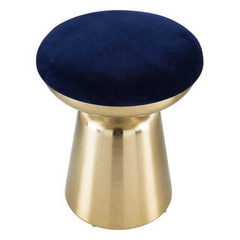 Funky Blue Velvet and Gold Sculptural Stool