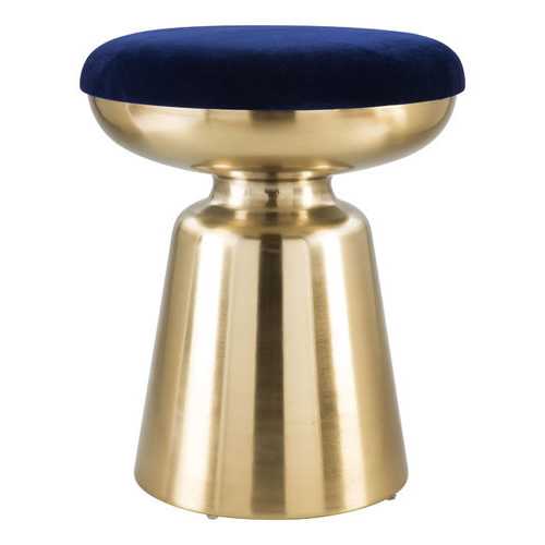 Funky Blue Velvet and Gold Sculptural Stool