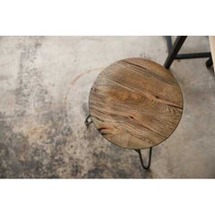 30" Round Charcoal Brown Ash Wood And Steel Bar Stool