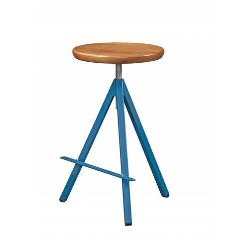 Natural Cherry And Blue Adjustable Swivel Bar Stool