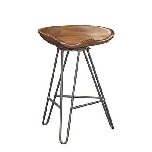 24" Saddle Seat Natural Maple And Gunmetal Bar Stool