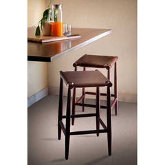17" X 15.5" X 25.5" Brown  Wood Leather Counter Stool