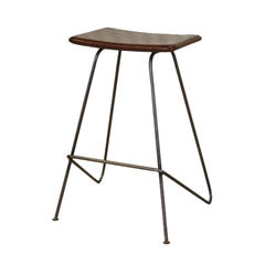 17.2" X 16" X 25" Brown & Black Iron Leather Counter Stool