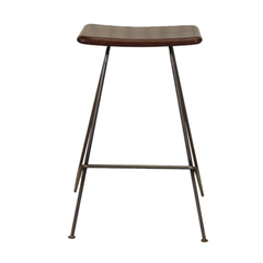 17.2" X 16" X 25" Brown & Black Iron Leather Counter Stool