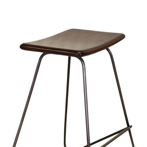 17.2" X 16" X 25" Brown & Black Iron Leather Counter Stool