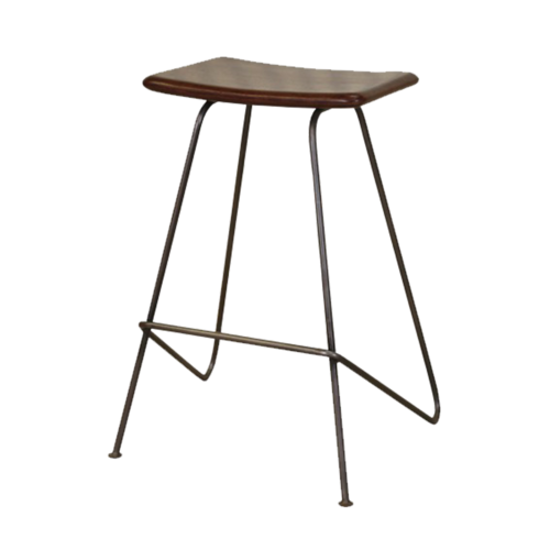 17.2" X 16" X 25" Brown & Black Iron Leather Counter Stool