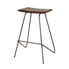 17.2" X 16" X 25" Brown & Black Iron Leather Counter Stool