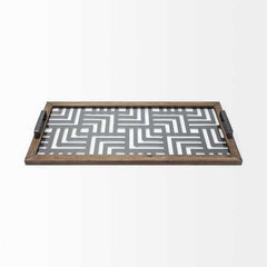 Grey Metal Glasss Top With Maze Like Pattern Tray