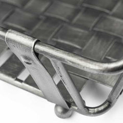 Set of 2 Grey Metal Accent Trays With Woven Bottom And Open Sides