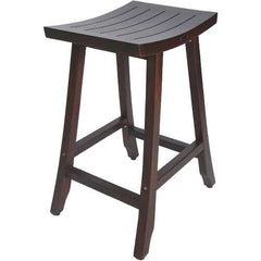 Compact Teak Counter Stool in Brown Finish