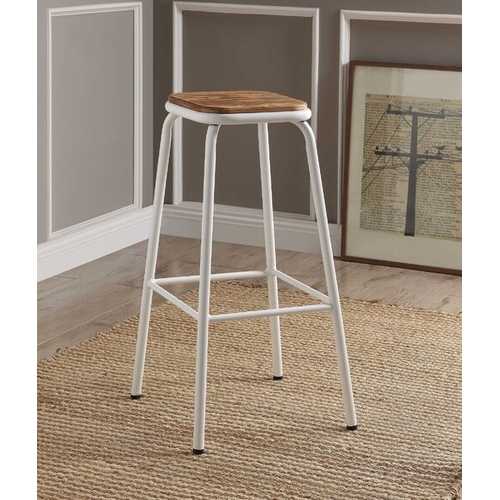 Set of 2 - 30" White and Natural Backless Stools