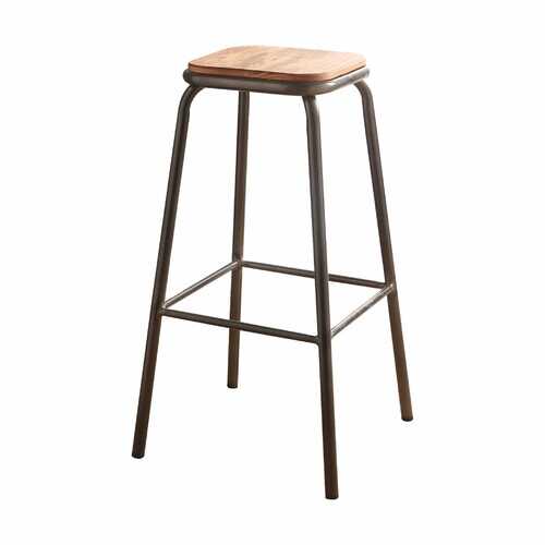 Set of 2 30" Gunmetal and Natural Backless Stools