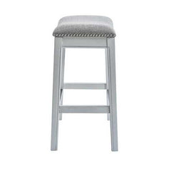 31" White Finished Solid Wood Bar Stool