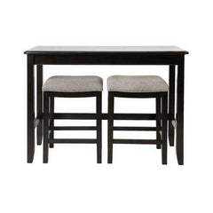 Rectangular Espresso Finish Sofa table with Two Bar Stools