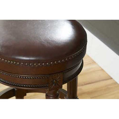 Distressed Walnut Finished Bar Height Round  Stool