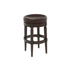 Distressed Walnut Finished Bar Height Round  Stool