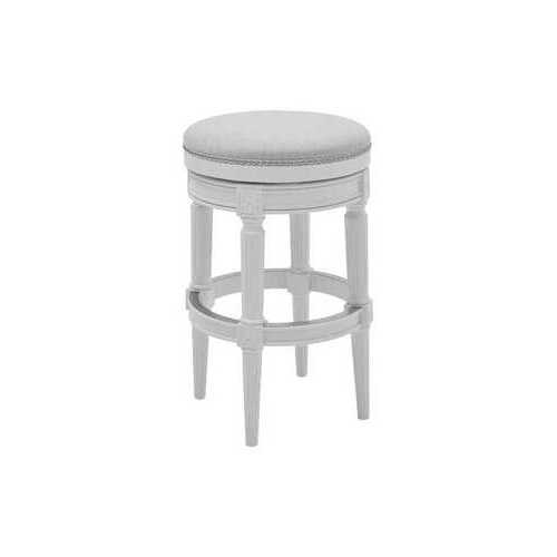 Bar Height Round Backless Stool in  White Fabric