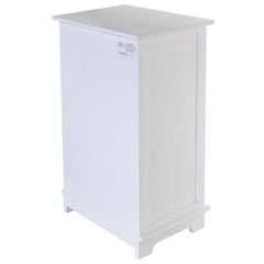 White Wooden Cabinet with 1 Basket Weave Drawer and  1 Door Bottom Storage