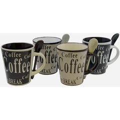 Gibson Bareggio 8 Piece 13 Ounce Coffee Mug with Spoon Set, Service for 4