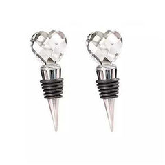 Hearty Wines Pair Of Wine Stoppers For Wine Lovers - Design: Crystal Hearts