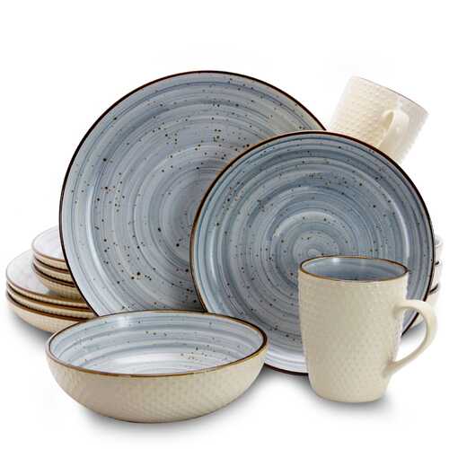 Elama Mellow 16-Piece Dinnerware Set in Powder Blue