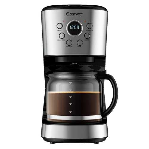 12-cup LCD Display Programmable Coffee Maker Brew Machine - Color: Black