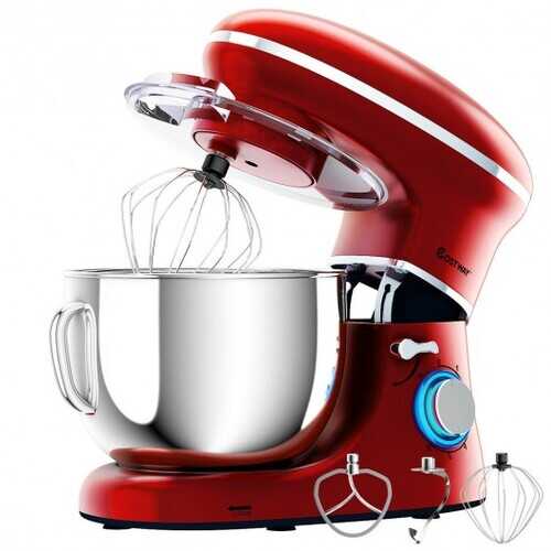 6.3 Quart Tilt-Head Food Stand Mixer 6 Speed 660W-Red - Color: Red