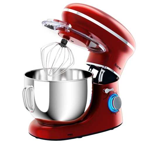 6.3 Quart Tilt-Head Food Stand Mixer 6 Speed 660W-Red - Color: Red