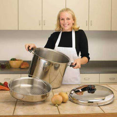 30qt 12-Element "Waterless" Stockpot with Steamer Basket